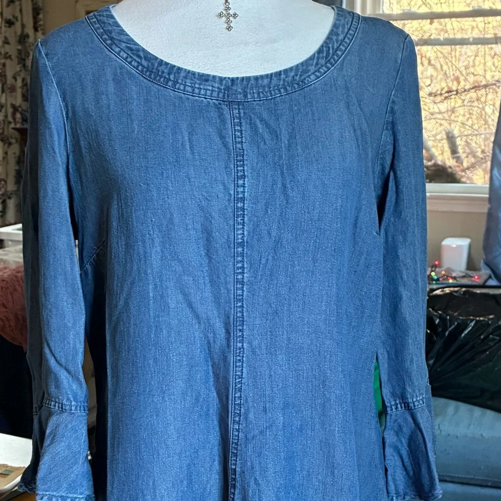 👖Cato Indigo Denim Jean Bell Sleeve Dress - Picture 14 of 15